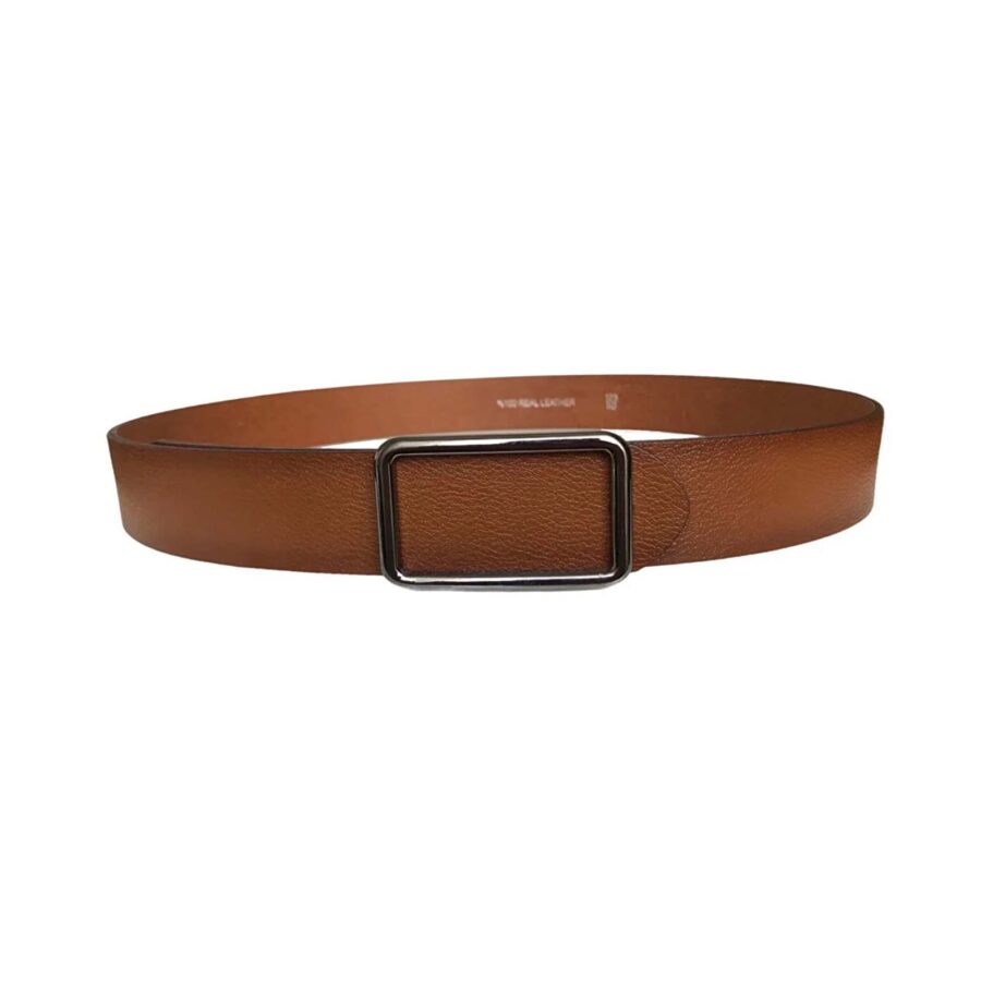 mens brown leather belt with buckle casual 4 Cm GoToka 51