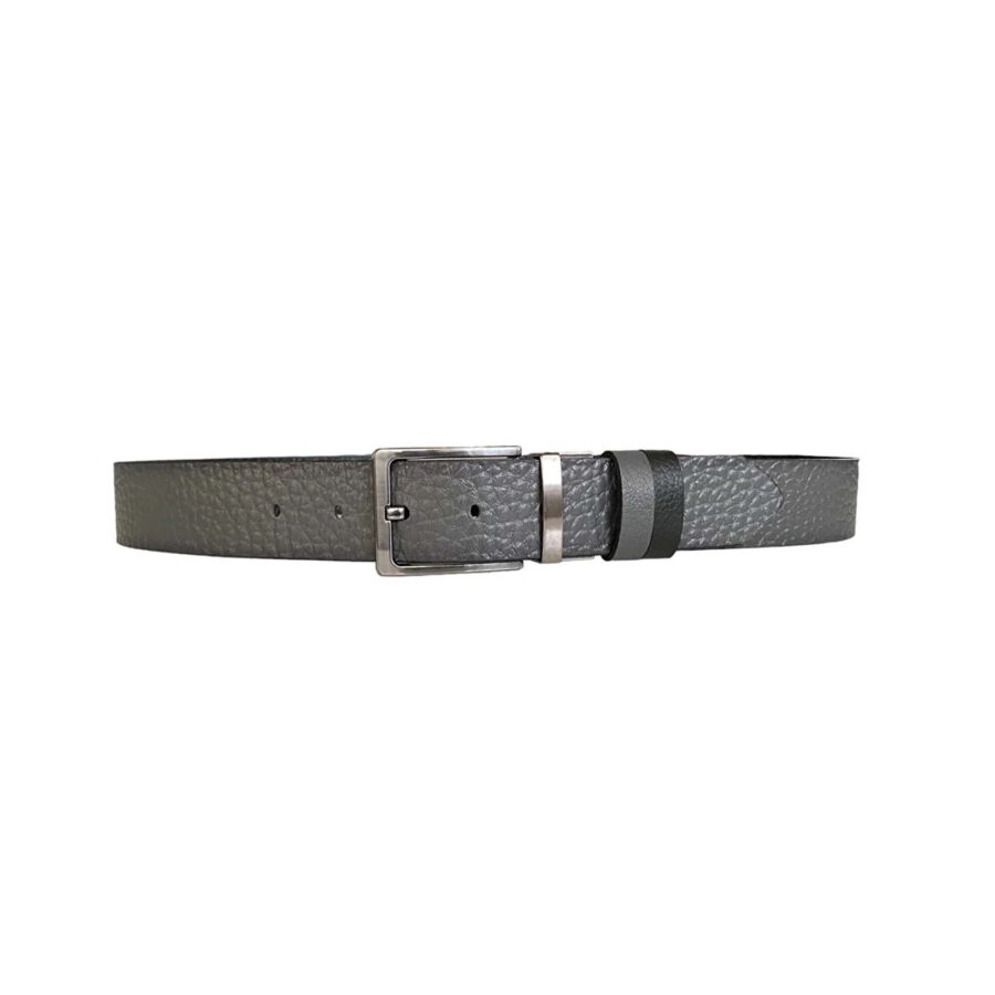 mens reversible belt grte black cow leather 4 0 cm DK CIFT DUZ Gri 10