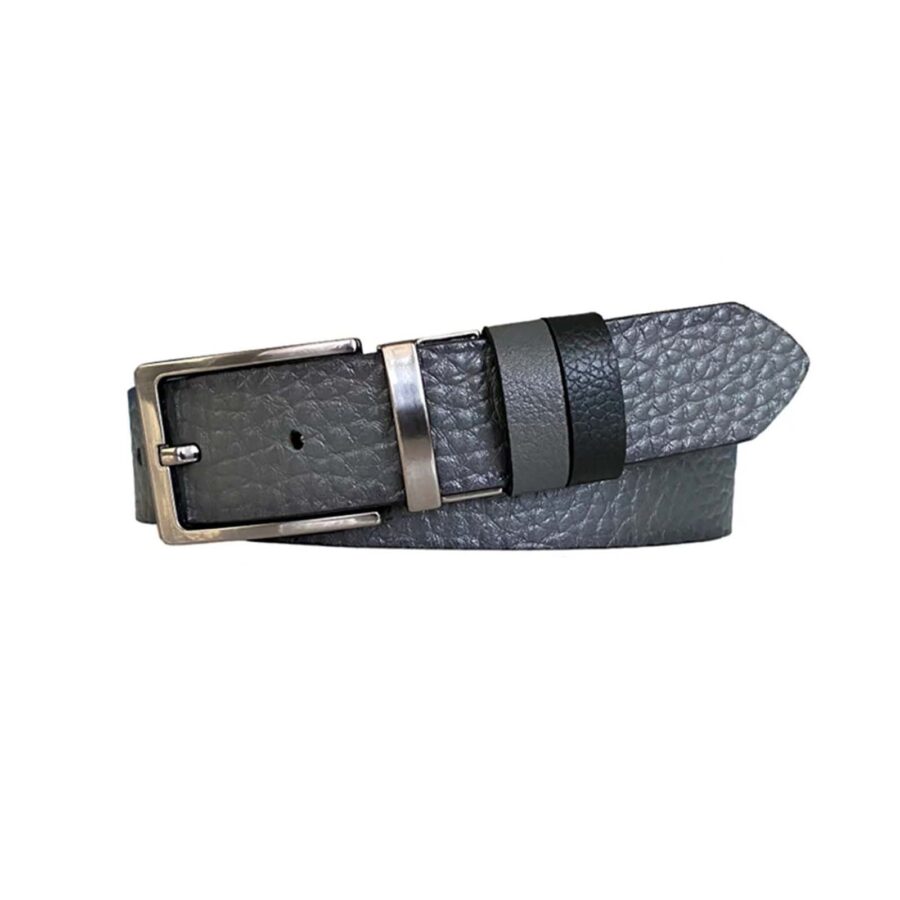 mens reversible belt grte black cow leather 4 0 cm DK CIFT DUZ Gri 7