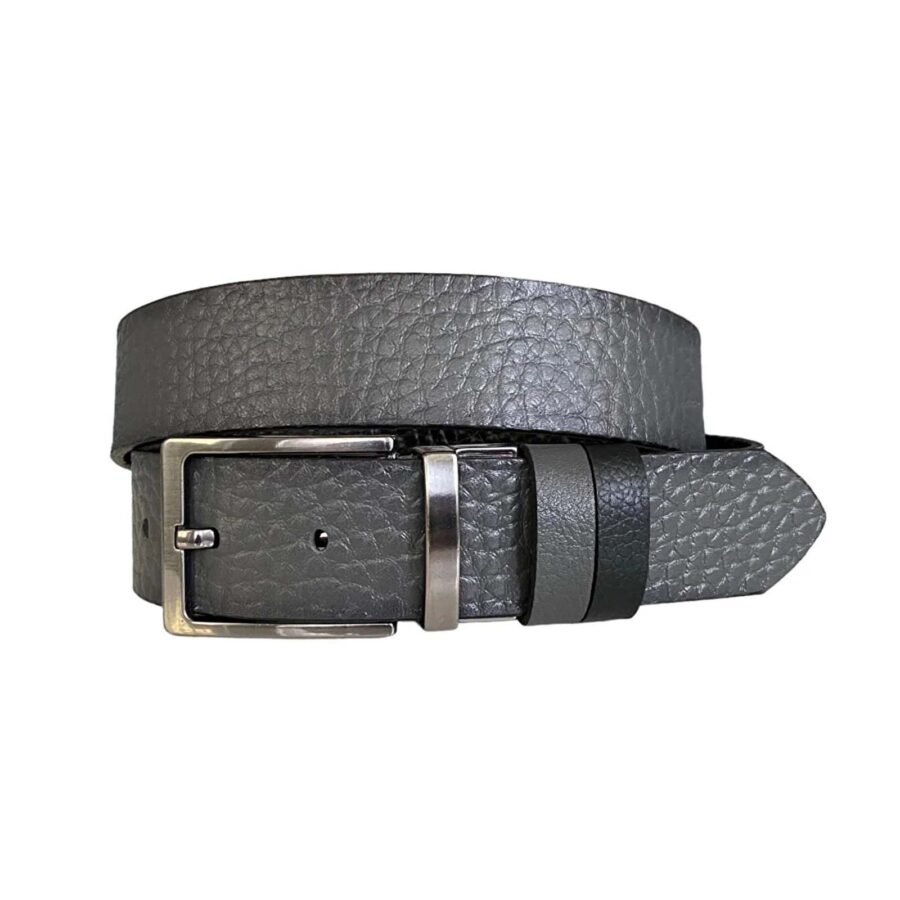 mens reversible belt grte black cow leather 4 0 cm DK CIFT DUZ Gri 8