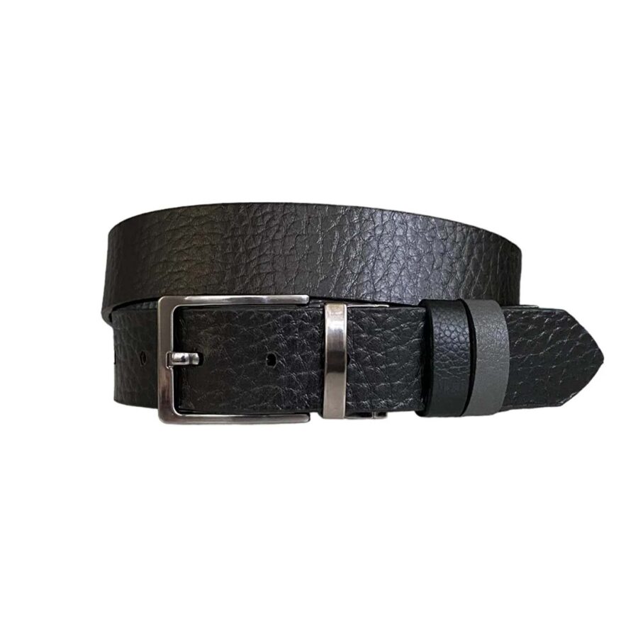 mens reversible belt grte black cow leather 4 0 cm DK CIFT DUZ Gri 9