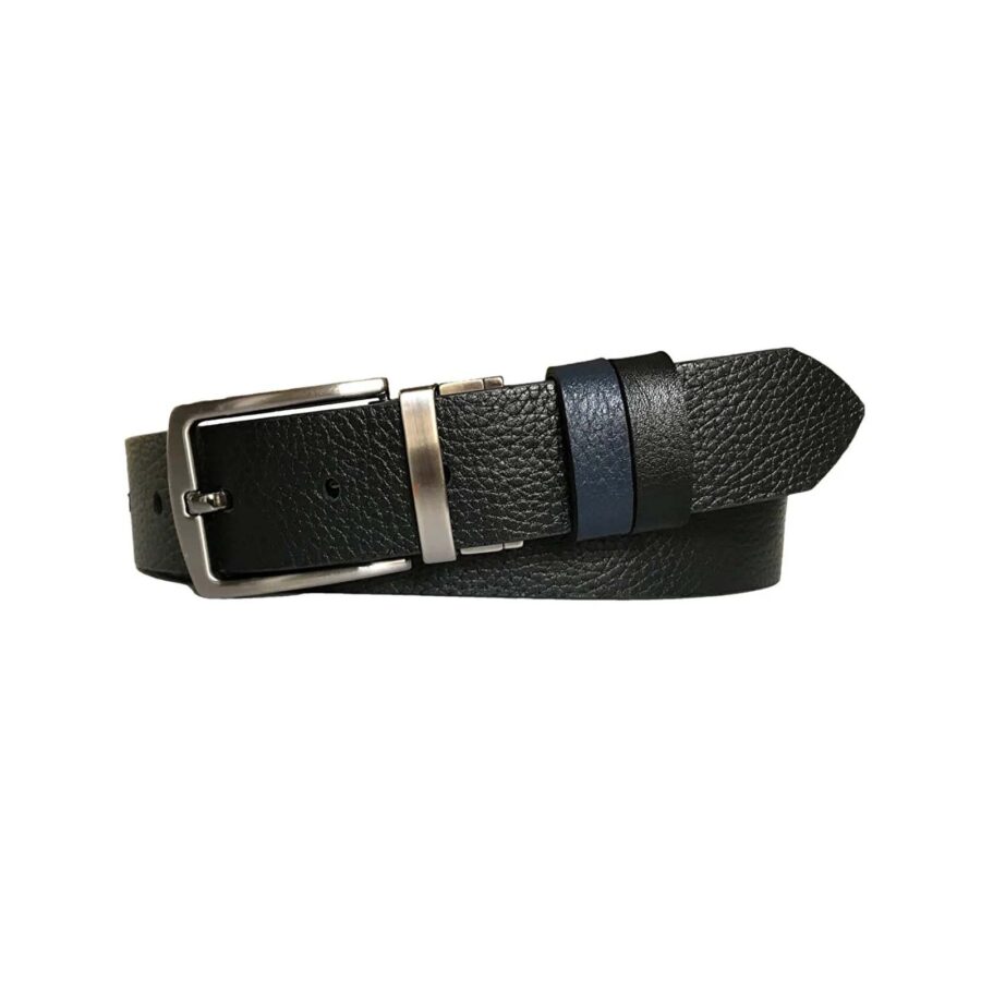mens reversible leather belt dark blue black 4 0 cm DK CIFT DUZ SILA 1