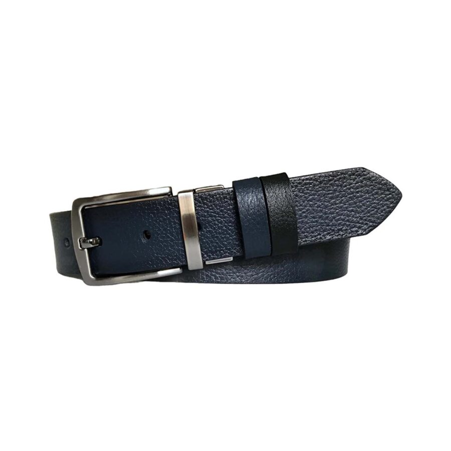 mens reversible leather belt dark blue black 4 0 cm DK CIFT DUZ SILA 2