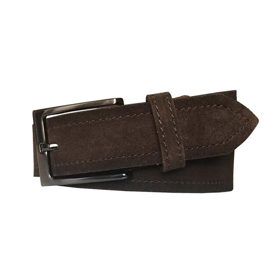 mens wide leather belt brown suede 4 0 cm 2li Suet KOKA SI 6