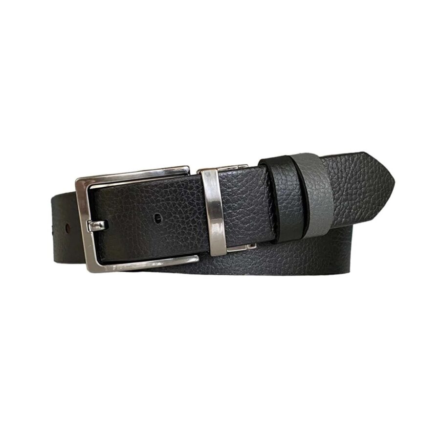 reversible mens belt high quality gray black 4 0 cm DK CIFT DUZ Gri 3