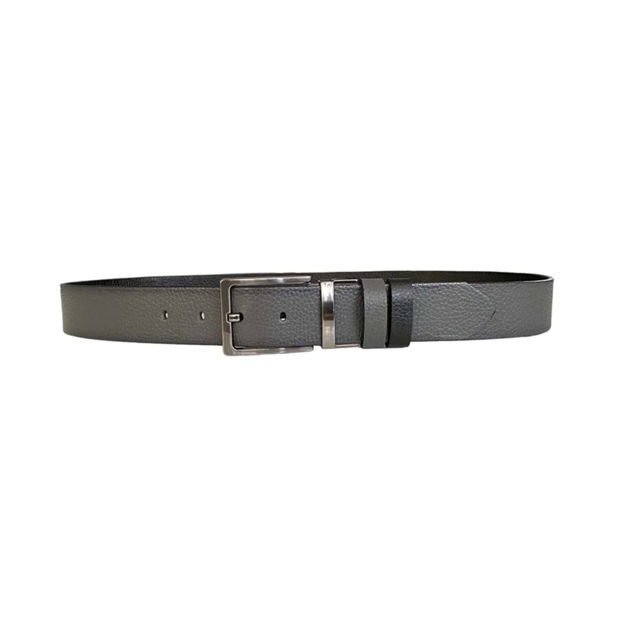 reversible mens belt high quality gray black 4 0 cm DK CIFT DUZ Gri 4
