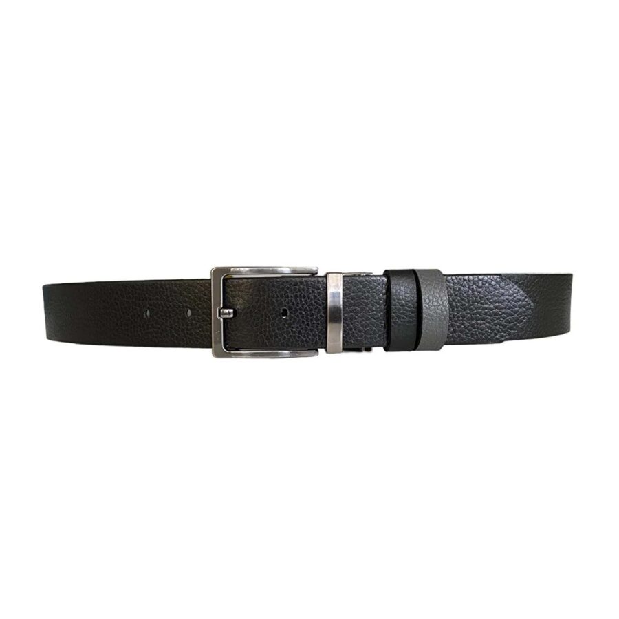reversible mens belt high quality gray black 4 0 cm DK CIFT DUZ Gri 5