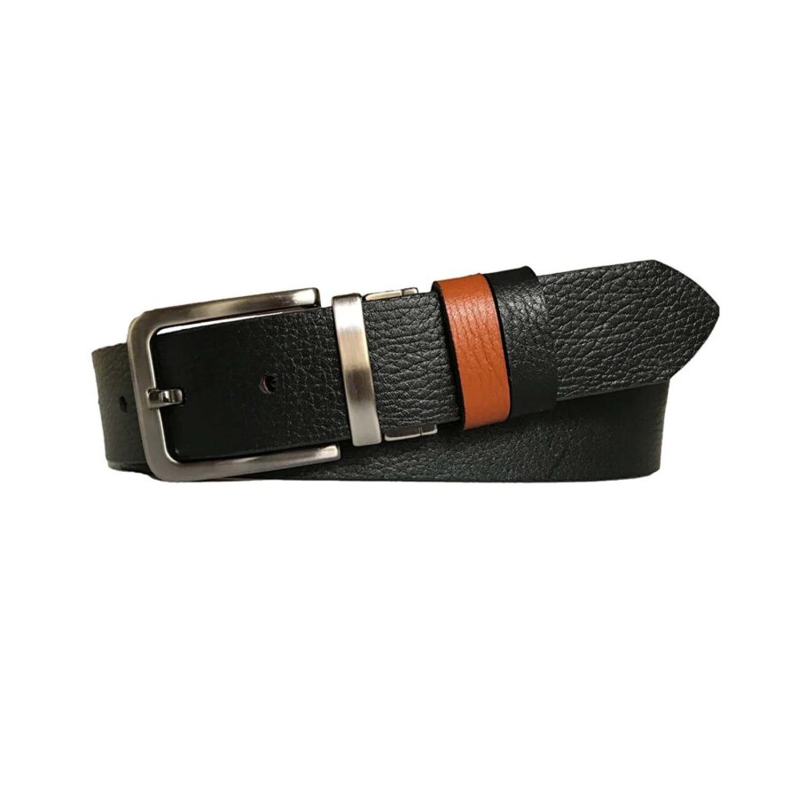 reversible mens belt tobacco black 4 0 cm leather DK CIFT DUZ SITA 1