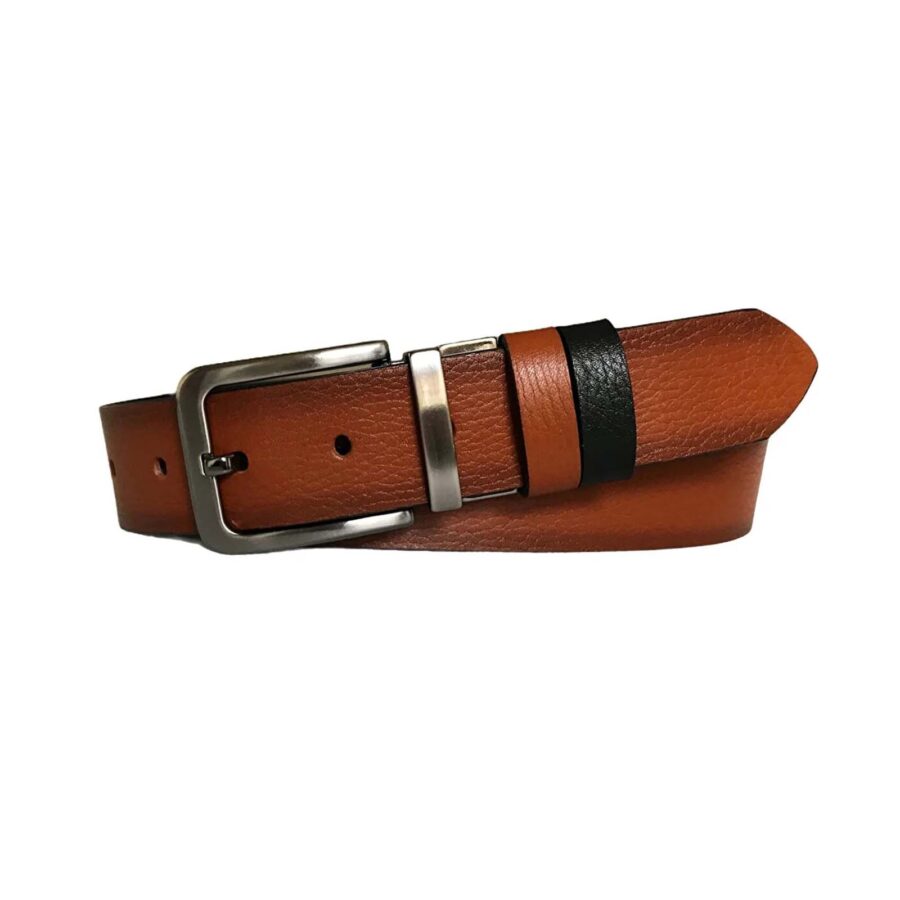 reversible mens belt tobacco black 4 0 cm leather DK CIFT DUZ SITA 2