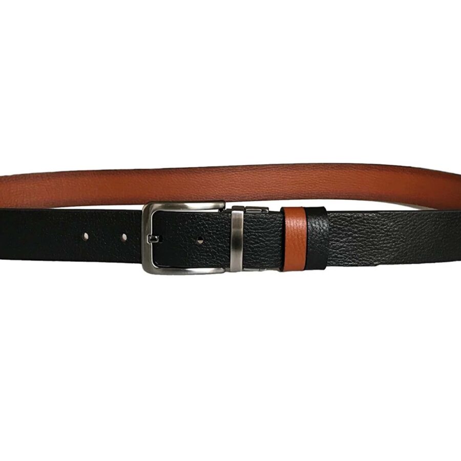 reversible mens belt tobacco black 4 0 cm leather DK CIFT DUZ SITA 3