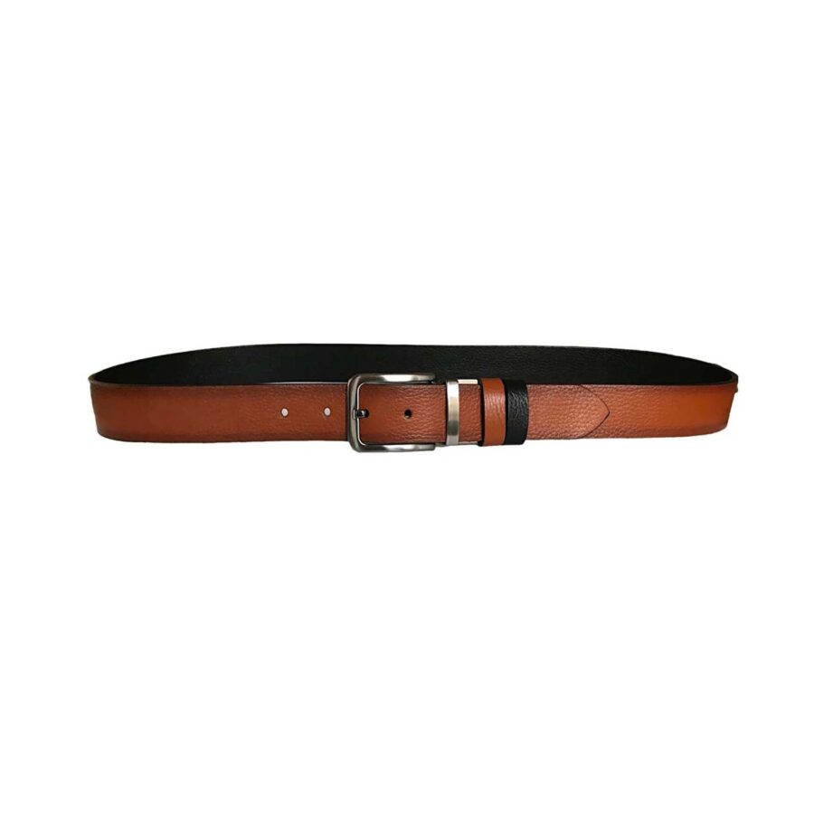 reversible mens belt tobacco black 4 0 cm leather DK CIFT DUZ SITA 4