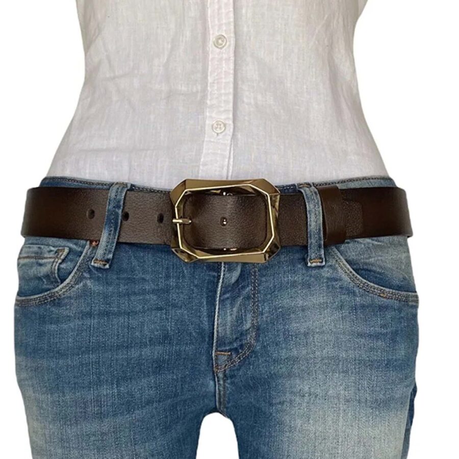 stylish belt for women dark brown leather 1 1 2 inch wide AN BYN 08 15