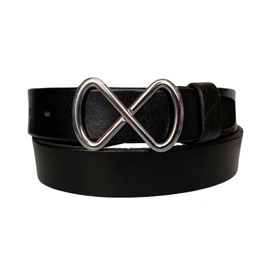 stylish lady belt infinity buckle black genuine leather an byn 41 8