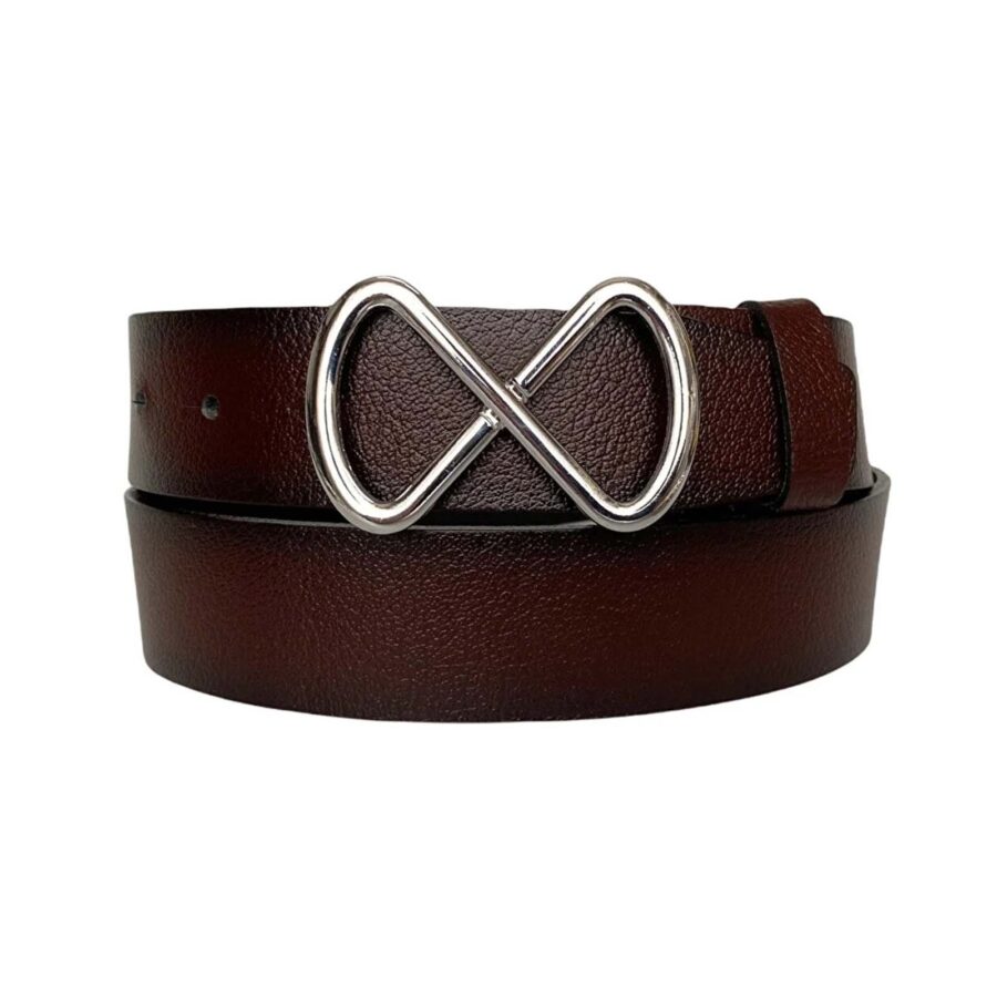 stylish lady belt infinity buckle burgundy genuine leather an byn 41 6