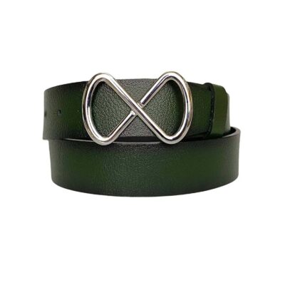 stylish lady belt infinity buckle green genuine leather an byn 41 3