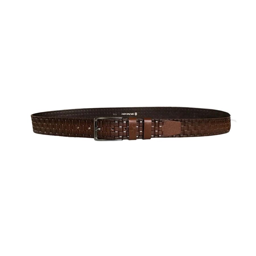 stylish mens denim belt woven emboss brown calfskin best mens jeans belt brown leather 4 0 cm 2li 119 120 5