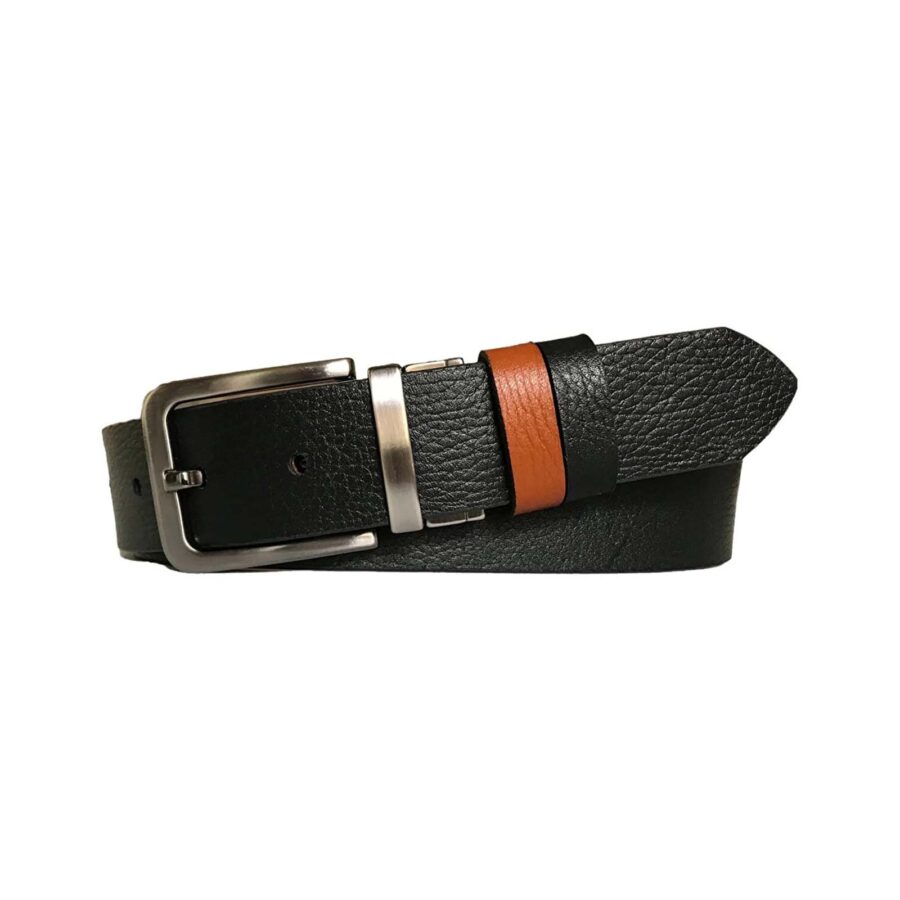 stylish reversible leather belt for jeans tobacco black DK CIFT DUZ TASI 2