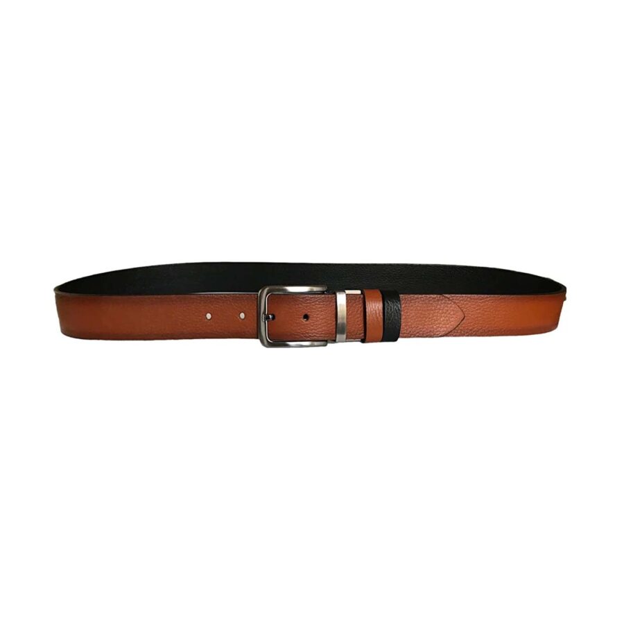 stylish reversible leather belt for jeans tobacco black DK CIFT DUZ TASI 3