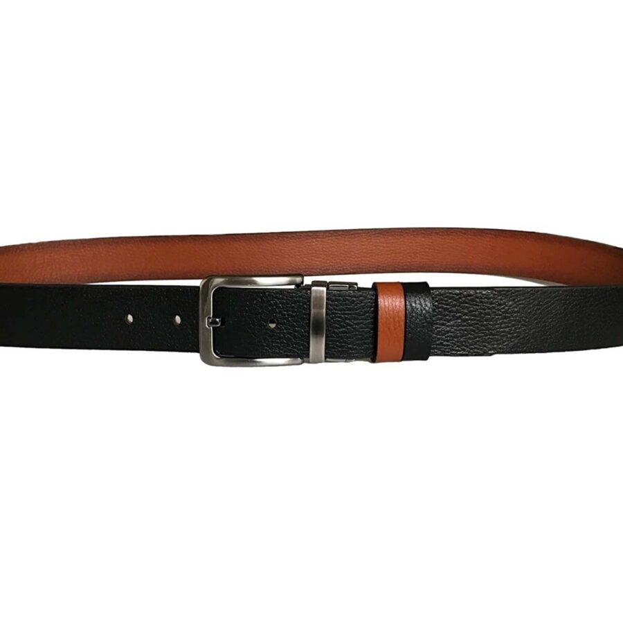 stylish reversible leather belt for jeans tobacco black DK CIFT DUZ TASI 4