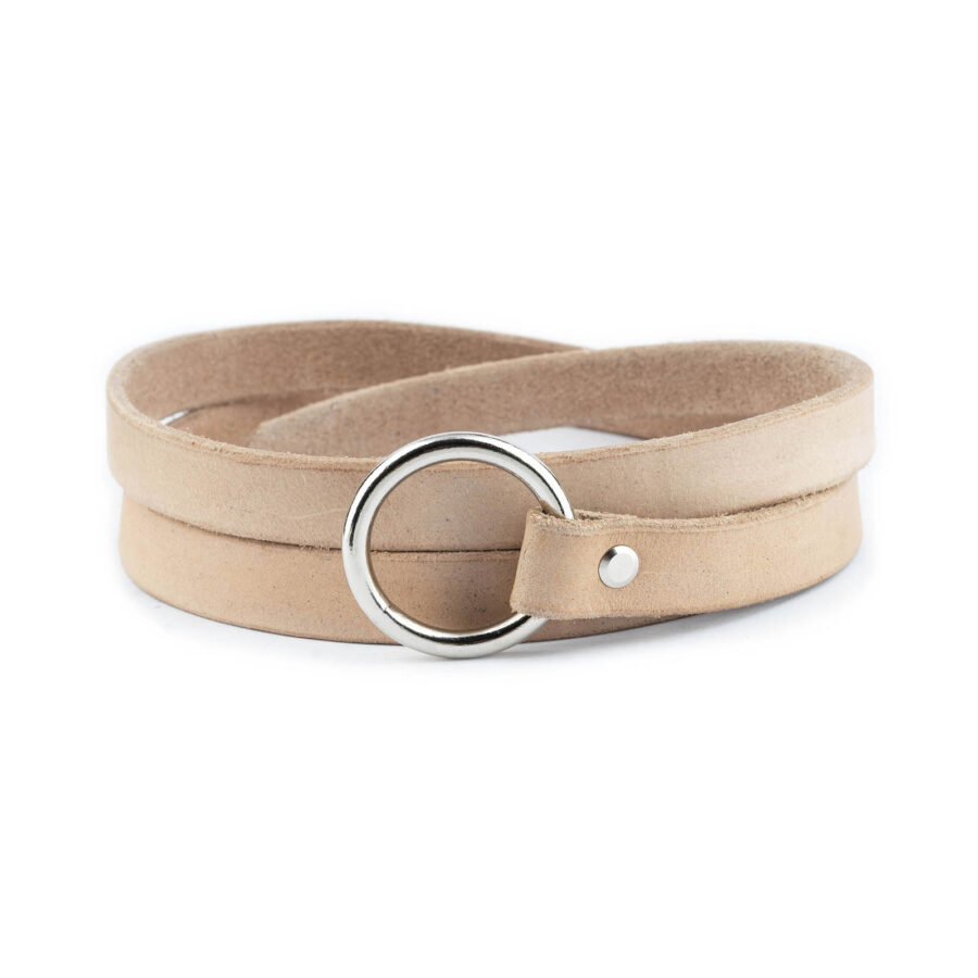 tiebelt with knot natural leather silver ring 5