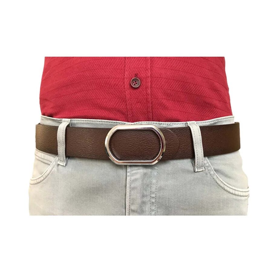 wide casual belts for men dark brown leather 4 Cm GoToka 4