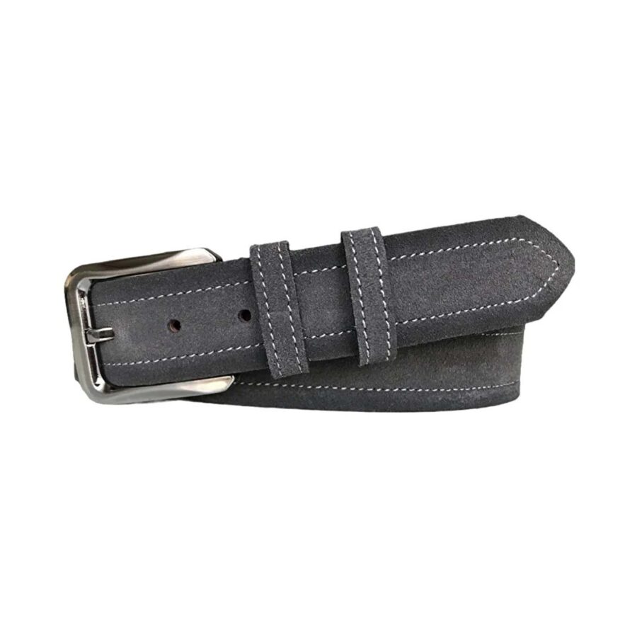 wide denim belt gray suede leather 4 0 cm 2li Suet deri 4CM 12