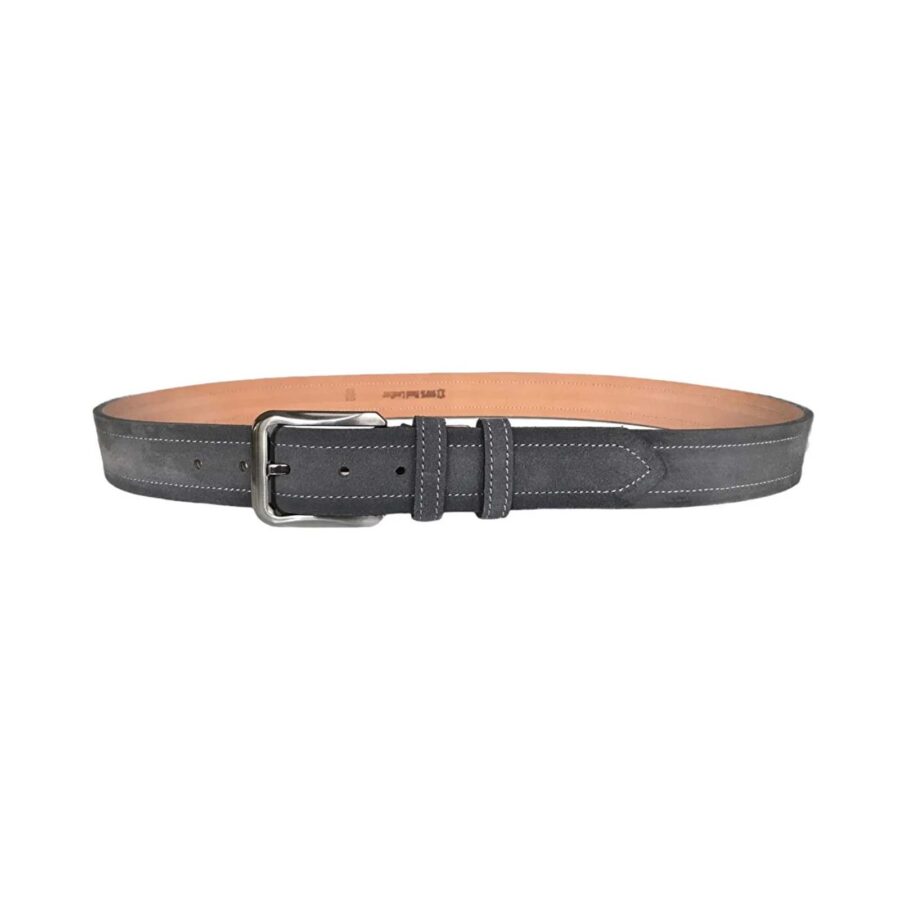 wide denim belt gray suede leather 4 0 cm 2li Suet deri 4CM 14