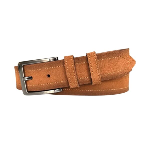 wide denim belt tobacco suede leather 4 0 cm 2li Suet deri 4CM 17