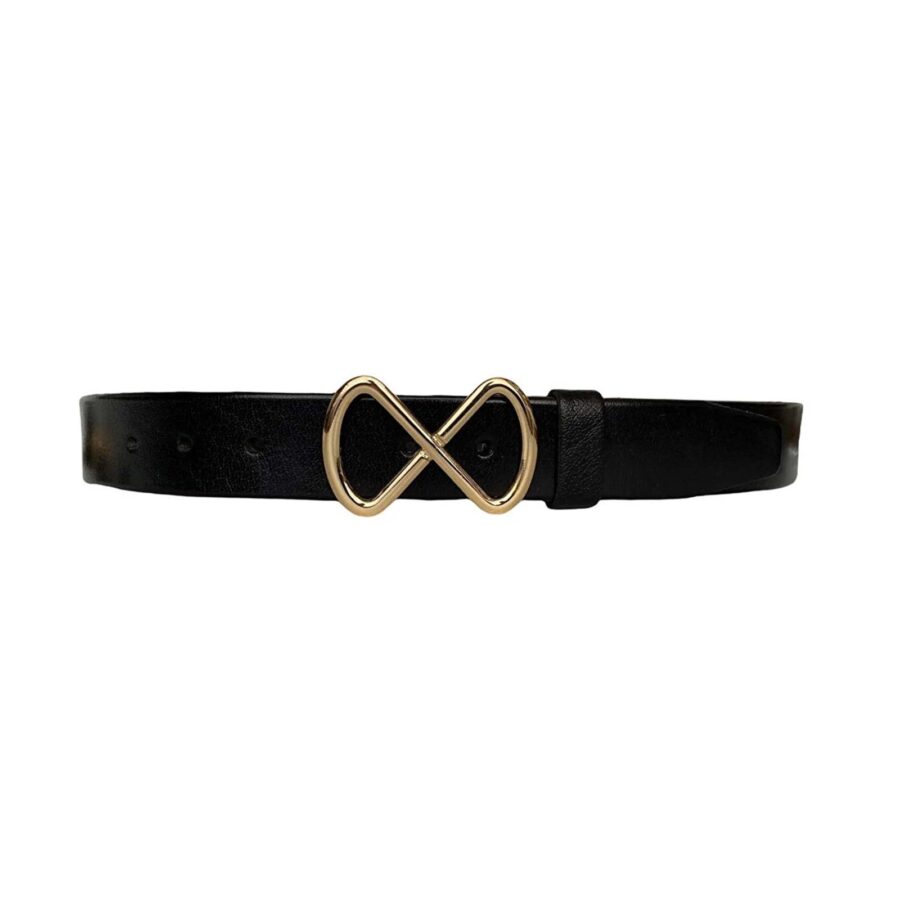 womens belt with gold infinity buckle black genuine leather an byn 42 9