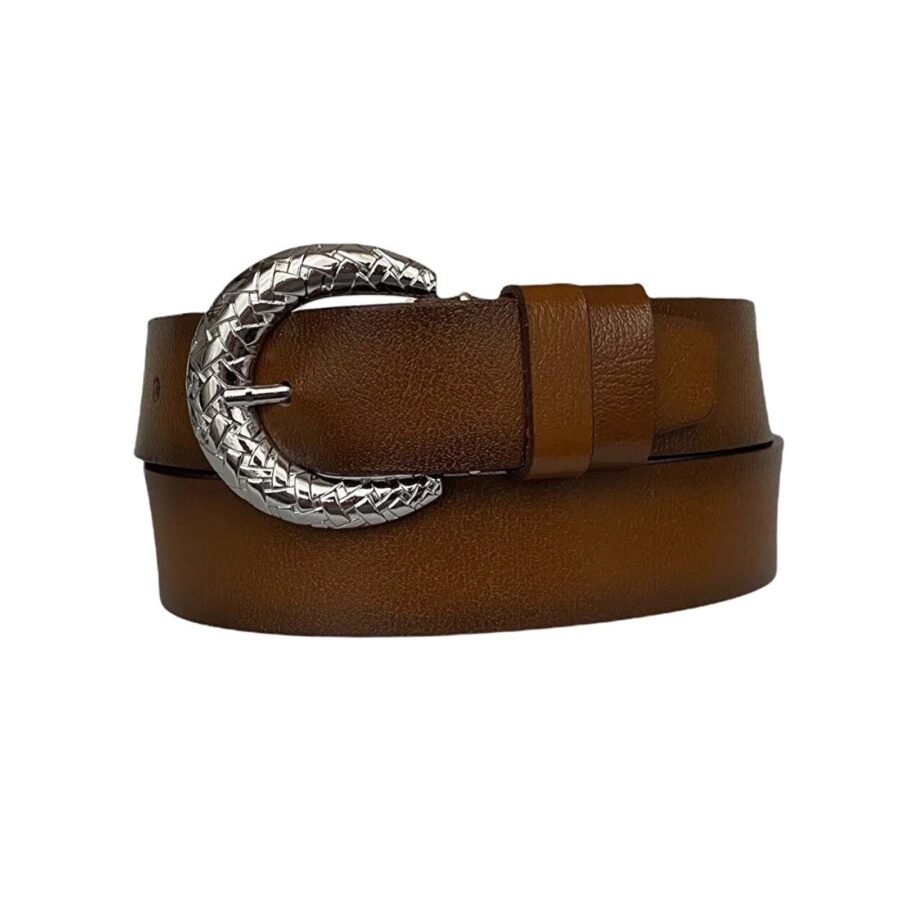 womens designer belt brown genuine leather AN BYN 18 10