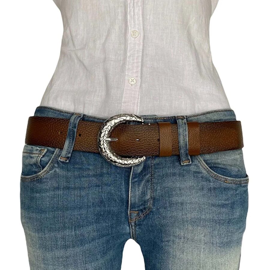 womens designer belt brown genuine leather AN BYN 18 3