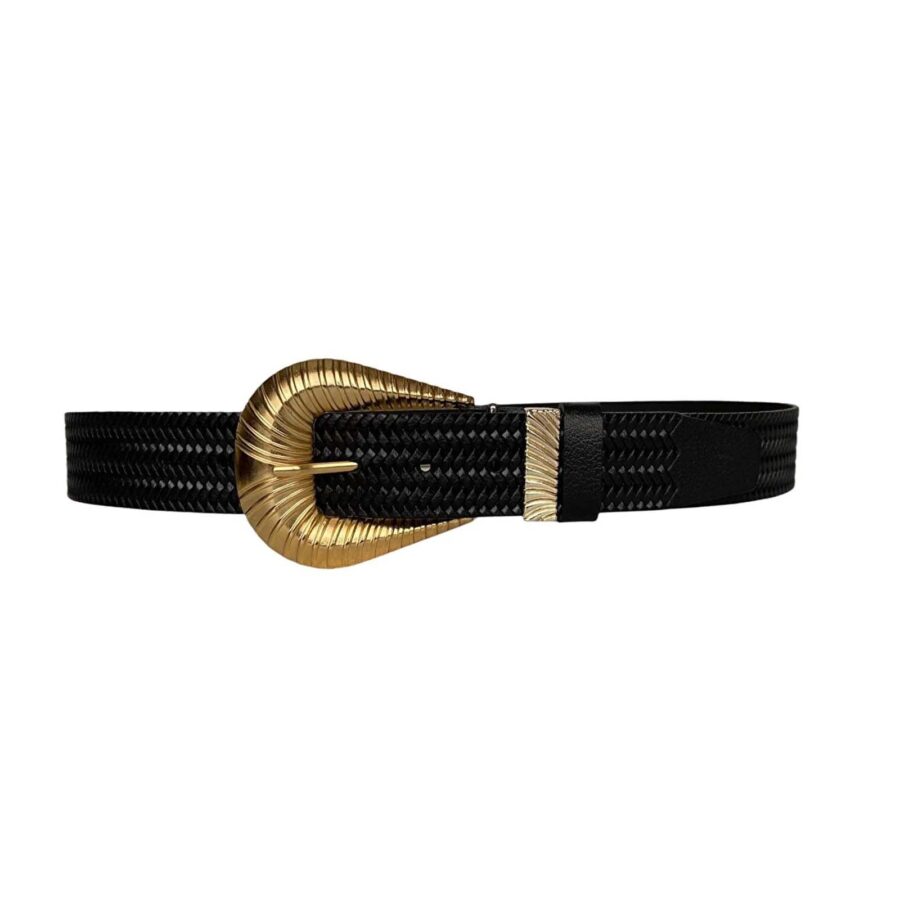 womens designer cowboy belts gold buckle black leather an byn 65 17