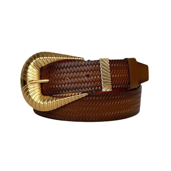 womens designer cowboy belts gold buckle cognac leather an byn 65 11