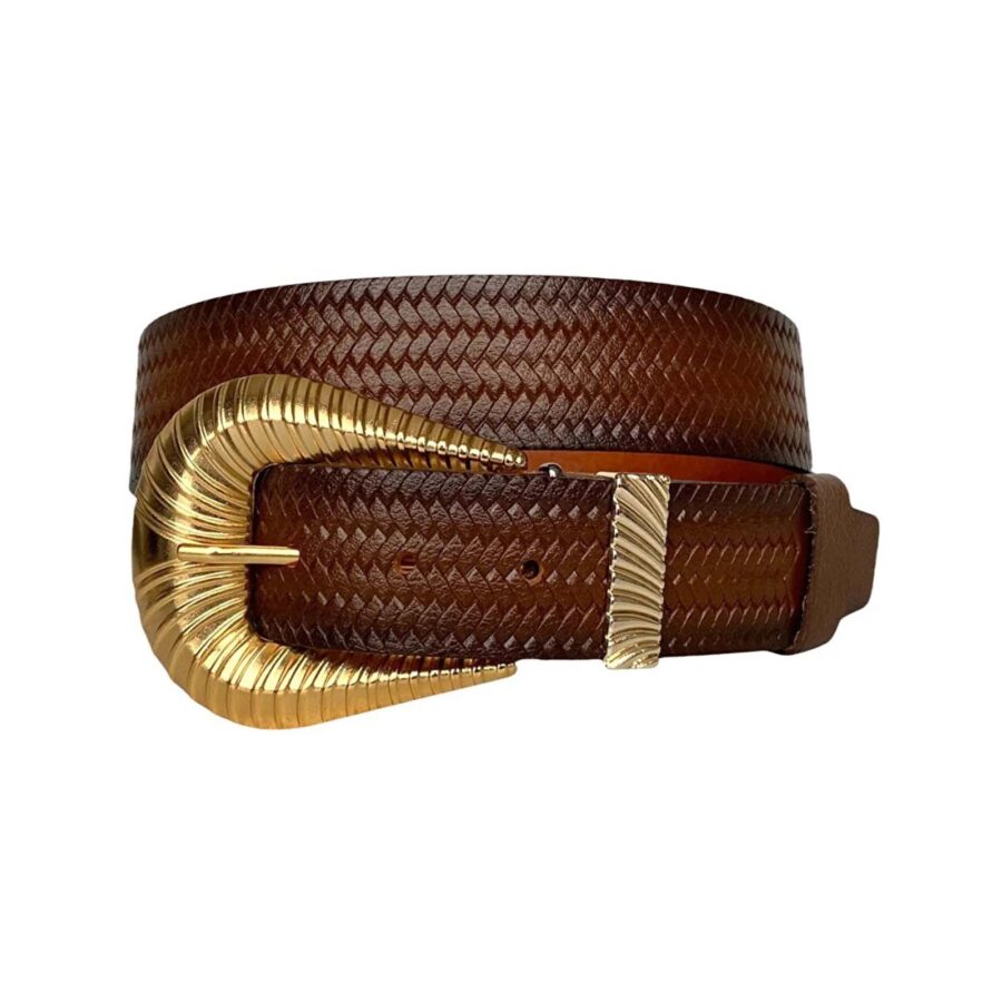 womens designer cowboy belts gold buckle cognac leather an byn 65 12