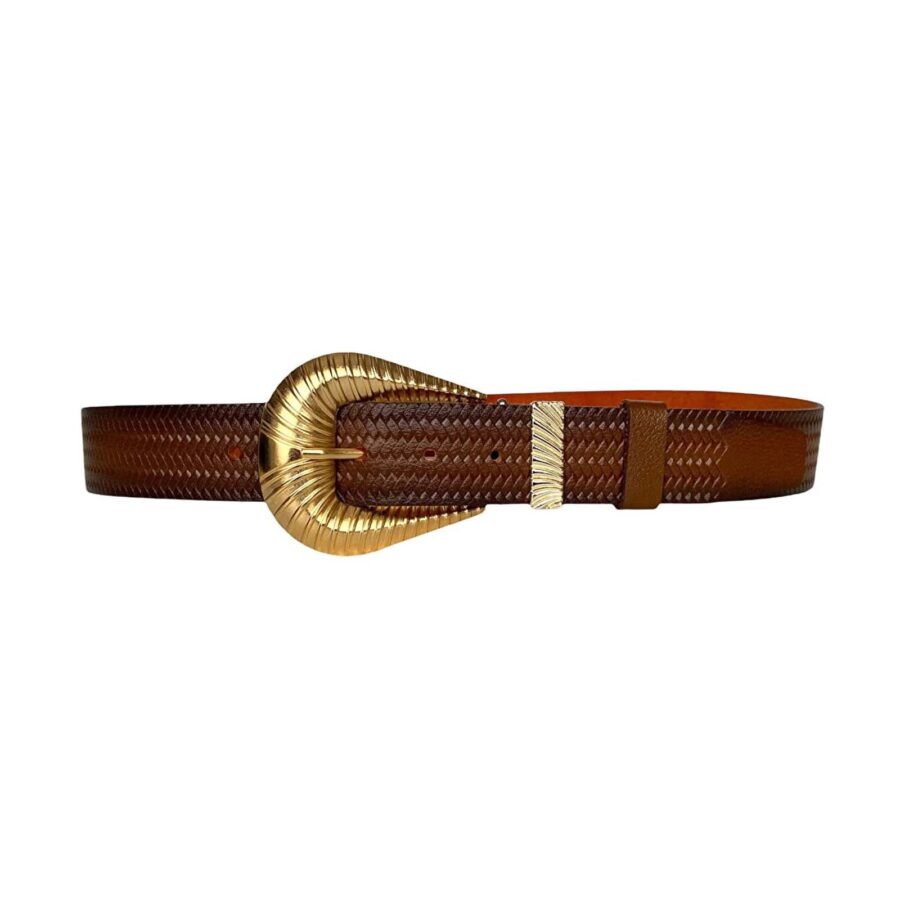 womens designer cowboy belts gold buckle cognac leather an byn 65 13