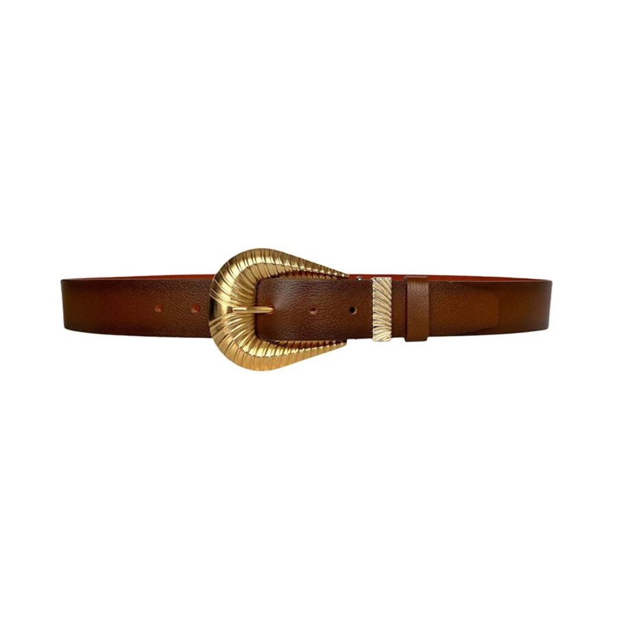 womens designer cowboy belts gold buckle cognac leather an byn 65 3