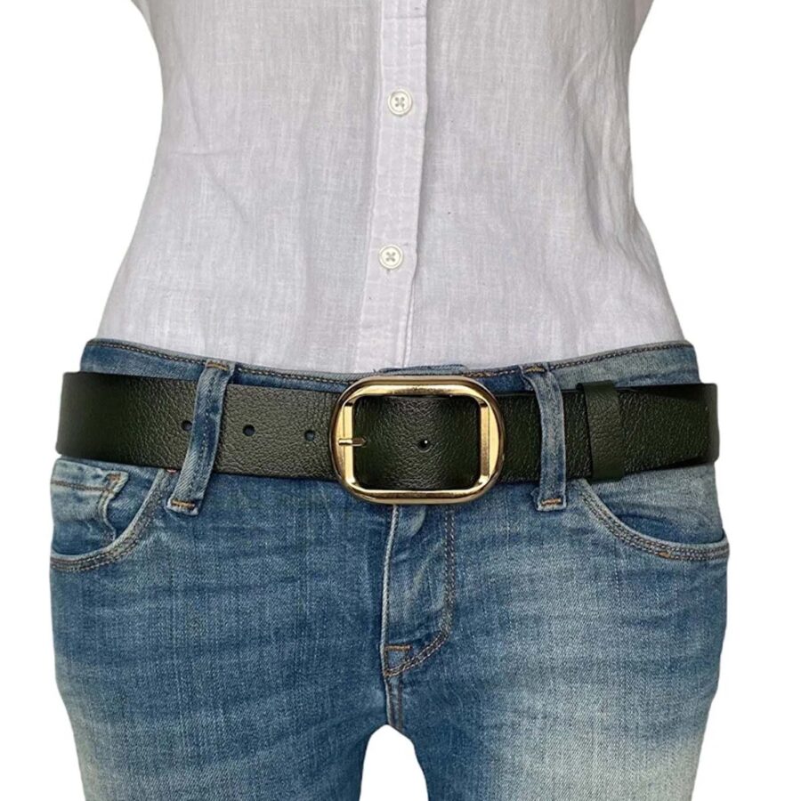 womens green belt for jeans golden buckle 4 0 cm 4 Cm an byn 44 4