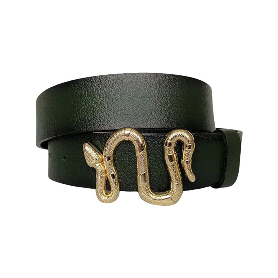 womens jeans belt gold snake buckle green real leather an byn 47 9