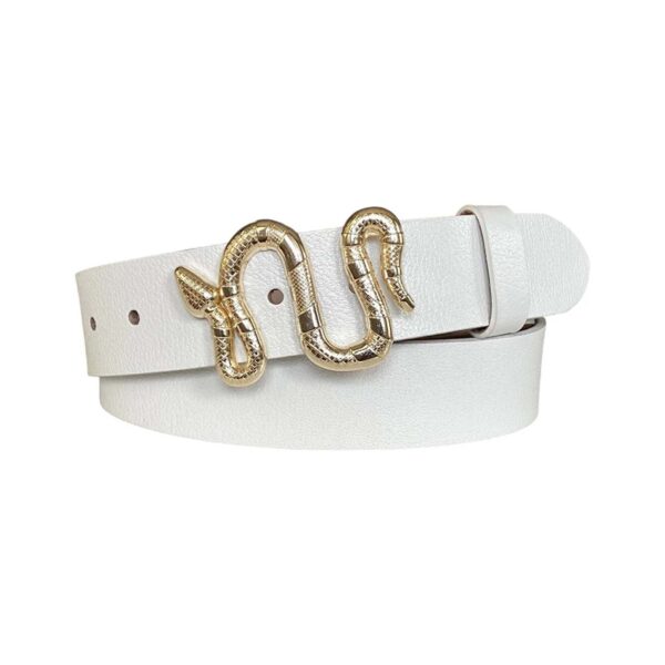 womens jeans belt gold snake buckle white real leather an byn 47 1