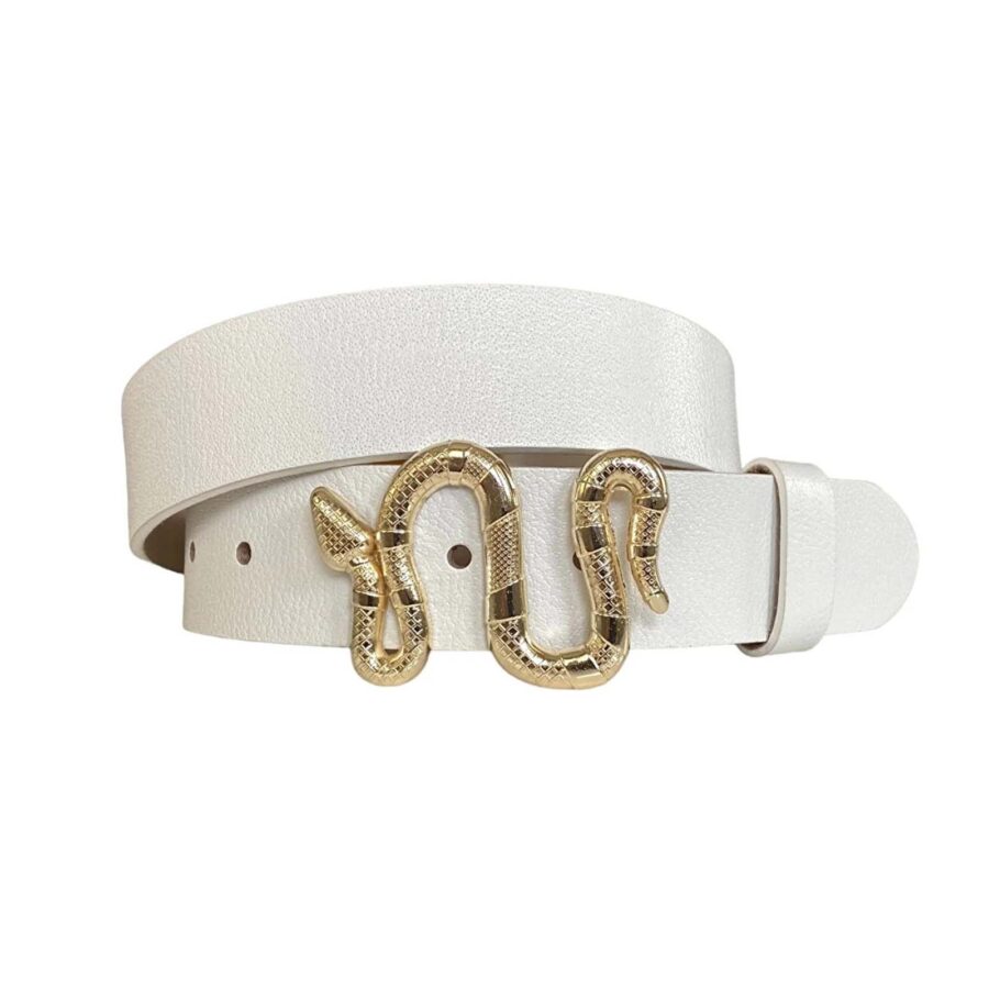 womens jeans belt gold snake buckle white real leather an byn 47 2