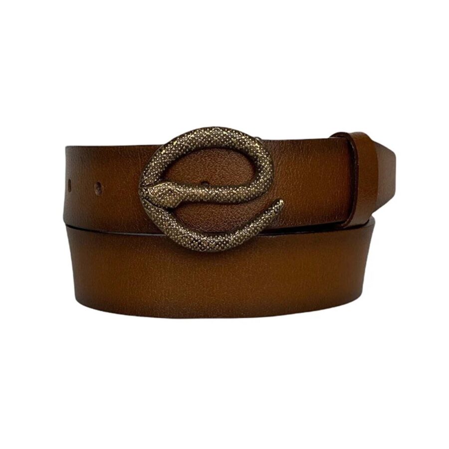 womens wide jeans belt bronze snake buckle brown leather an byn 51 1