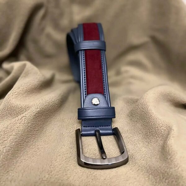 Best Quality Mens Belt Blue With Burgundy Suede 4 0 cm 02 20032024 ATLCA40OLLE