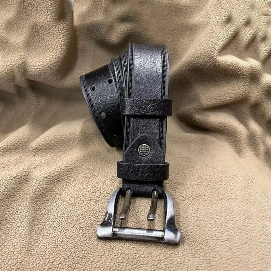 Black Buffalo Leather Belt Double Prong Mens 4 0 cm 04 20032024 ATLCA40OLLE