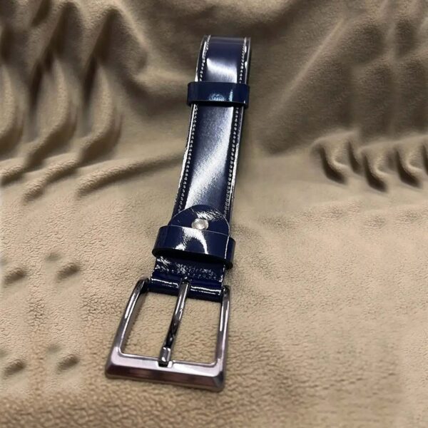 Blue Patent Leather Belt Vegetable Tanned 4 0 cm 08 20032024 ATLCA40OLLE