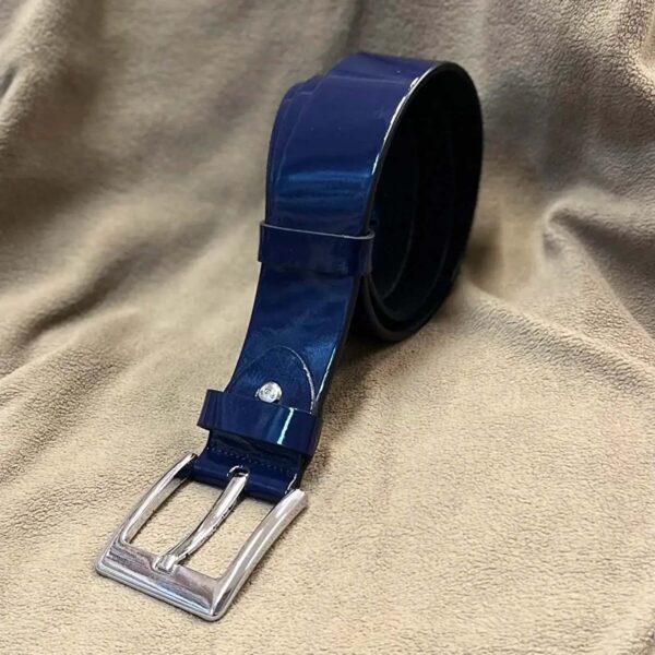 Blue Veg Tan Patent Leather Belt 4 0 cm 09 20032024 ATLCA40OLLE