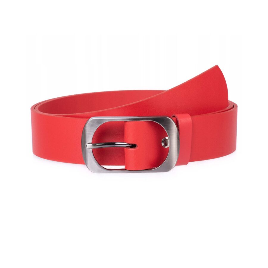Bright Red Leather Belt For Ladies Wide 4 0 cm 1 01 28032024SEPH
