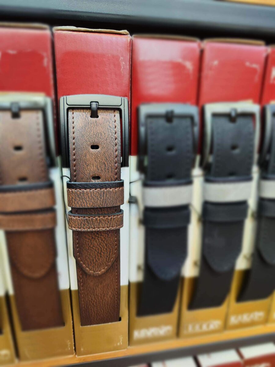 Cognac leather belt for mens jeans 20 110324JEAN40KASV
