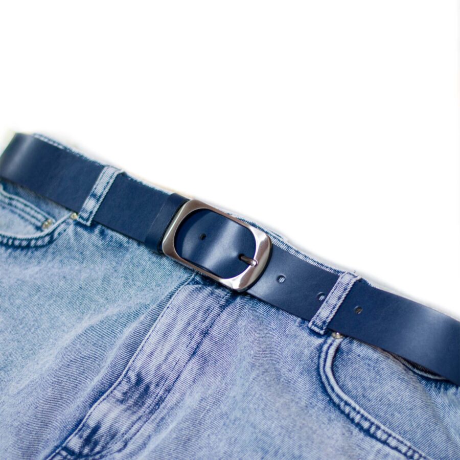 Dark Blue Womens Belt Real Leather Wide 4 0 cm 2