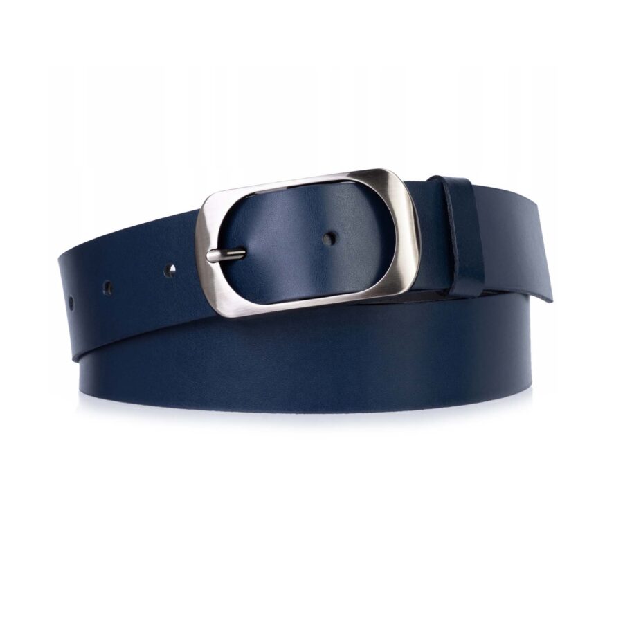 Dark Blue Womens Belt Real Leather Wide 4 0 cm 3