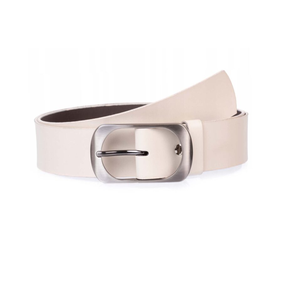 Ecru Leather Belt For Women Wide 1 1 2 Inch 1 05 28032024SEPH